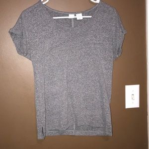 Rolled up sleeves grey cotton top XS